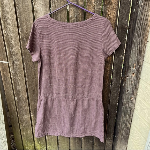 Garnet Hill Linen Dropwaist Purple Stripe Dress Sz 6 - Picture 10 of 12